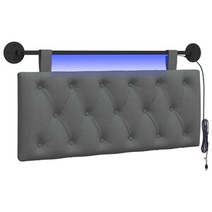 vidaXL Tête de lit suspendue Avec lumière LED Gris foncé Tissu