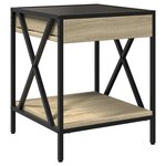 vidaXL Table de chevet avec LED infini chêne sonoma 40x40x49 cm
