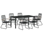 vidaXL Ensemble de salle à manger de jardin 7 pièces Noir Rattan PVC