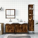 vidaXL Ensemble de meubles de salle de bain 4 Pièces Chêne fumé Bois