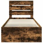 vidaXL Cadre de lit avec tête de lit Chêne fumé 90 x 200 cm Pin massif