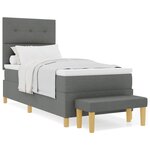 vidaXL Lit à ressort avec matelas et banc Gris foncé 90x200 cm Tissu