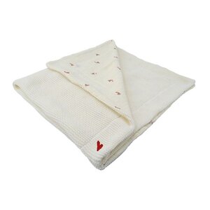 Couverture double face Maternity Love 75 x 100 cm - Grosse maille et mousseline