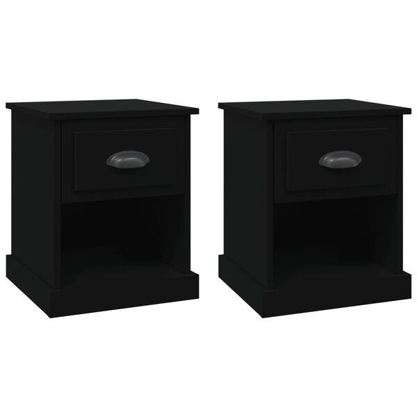 vidaXL Tables de chevet 2 Pièces noir 39x39x47 5 cm bois d'ingénierie