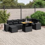 vidaXL Salon de jardin 8 Pièces avec coussins noir résine tressée