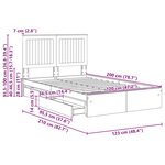 vidaXL Lit de Rangement Chêne fumé 120 x 200 cm Bois d'ingénierie