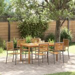 Ensemble de repas jardin 7 pièces vidaXL Ronde Poly Rattan Acacia
