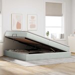 vidaXL Lit avec rangement et matelas Gris clair 200 x 200 cm Velours