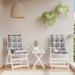 vidaXL Coussins de chaise à dossier bas lot de 2 motif carreaux gris