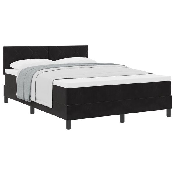 Lit à ressorts vidaXL avec matelas noir 140x200 cm en velours