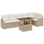 vidaXL Ensemble de canapé de jardin 7 pièces avec coussins beige en poly rotin