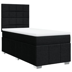 vidaXL Sommier à lattes de lit avec matelas Noir 90x200 cm Tissu