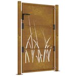 vidaXL Portail de jardin 105x130 cm acier corten conception d'herbe