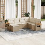 vidaXL Salon de jardin avec coussins 7 Pièces beige résine tressée