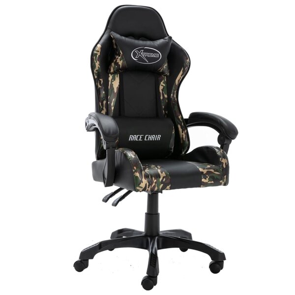 vidaXL Fauteuil de jeux vidéo Noir et camouflage Similicuir
