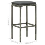 vidaXL Tabourets de bar avec coussins lot de 3 gris résine tressée