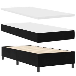 vidaXL Lit à ressorts avec matelas Noir 100 x 200 cm Velours