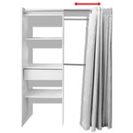 Vidaxl garde-robe avec rideau réglable en largeur 121-168 cm blanc