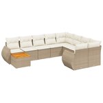 vidaXL Salon de jardin avec coussins 10 Pièces beige résine tressée