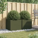 vidaXL Jardinières 2 Pièces vert olive 49x47x46 cm acier