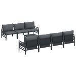 vidaXL Ensemble de canapé de jardin 8 pc Noir Acier