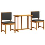 Ensemble de salle à manger de jardin 3 pièces en bois massif d'acacia