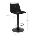 2 chaises de bar à un pied en velours noir avec pieds noirs