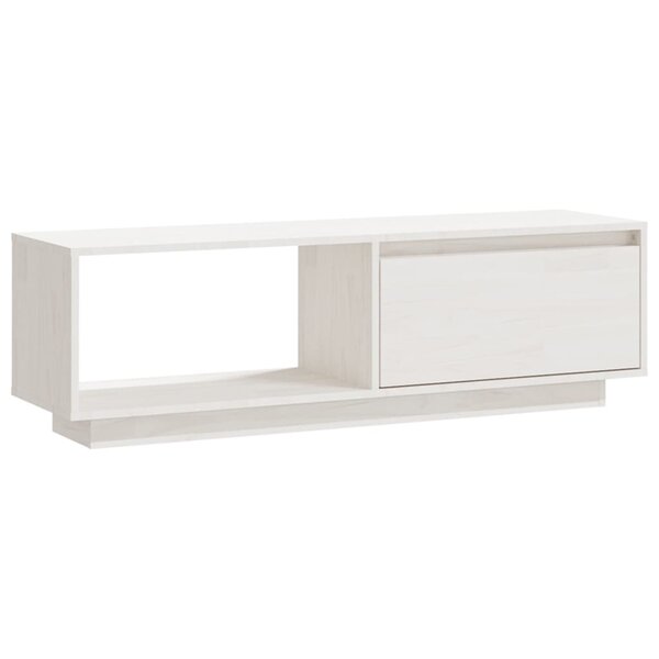 vidaXL Meuble TV Blanc 110x30x33 5 cm Bois de pin massif