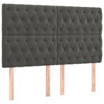 vidaXL Tête de lit à LED Gris foncé 144x7x118/128 cm Velours
