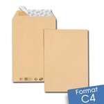 Lot de 250 Enveloppes kraft brun C4 auto-adhésives