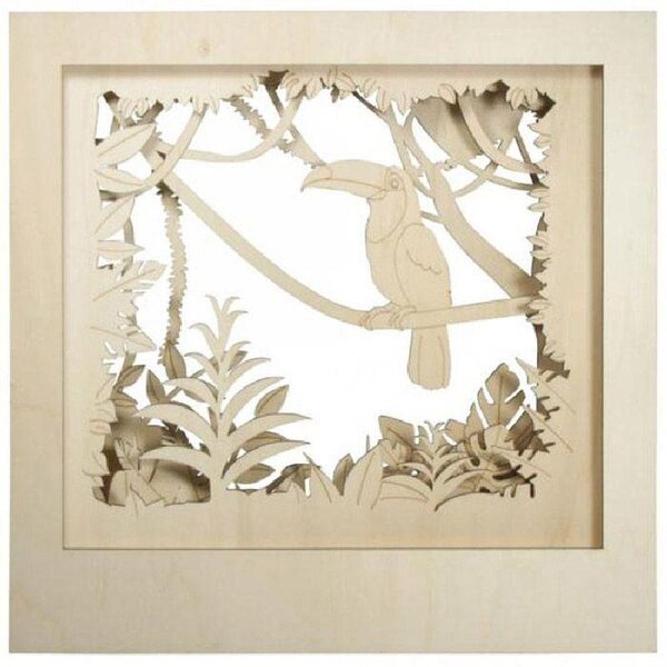 Cadre décoratif en bois XL à motif 3D - 53 x 53 x 14 5 cm - Toucan