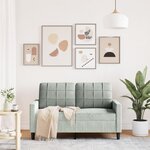 vidaXL Canapé à 2 places Gris clair 120 cm Velours