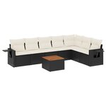 vidaXL Salon de jardin 8 Pièces avec coussins noir résine tressée