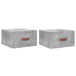vidaXL Tables de chevet murales 2 Pièces gris béton 35x35x20 cm