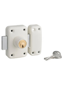 THIRARD - Verrou double entrée Apache pour porte d'entrée  cylindre 40mm  acier  3 clés  époxy blanc - THIRARD