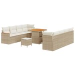 Ensemble de canapé de jardin 11 pièces avec coussins beige en rotin synthétique