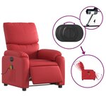 vidaXL Fauteuil de massage inclinable électrique rouge similicuir