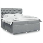 vidaXL Sommier à lattes de lit avec matelas Gris clair 200x200cm Tissu