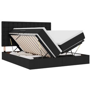 vidaXL Lit de rangement LED avec matelas Noir 200 x 200 cm Tissu