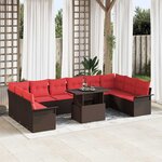 vidaXL Ensemble de canapé de jardin 11 Pièces Marron Poly Rattan