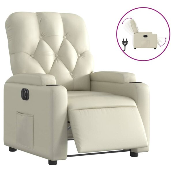 vidaXL Fauteuil inclinable électrique Crème Similicuir