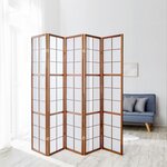 Paravent bois 5 pans marron