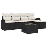 vidaXL Ensemble de canapé de jardin 6 Pièces Noir et blanc Poly rotin