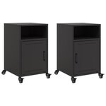 vidaXL Tables de chevet 2 Pièces noir 36x39x59 cm acier
