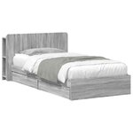 vidaXL Cadre de lit avec rangement avec tiroir Sonoma gris 90 x 200 cm