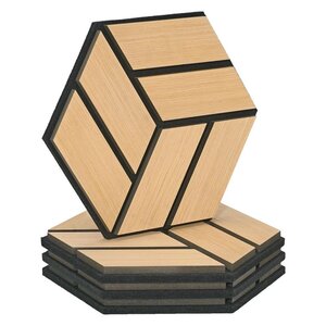 4 Panneaux muraux 30x26 hexagone naturel bois
