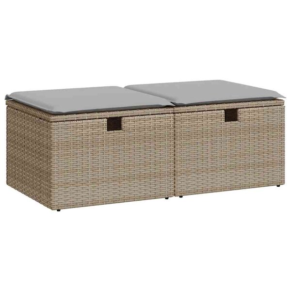 vidaXL Salon de jardin avec coussins 2 Pièces beige résine tressée acacia