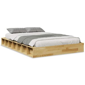 vidaXL Cadre de lit sans matelas 120x190 cm bois massif de chêne