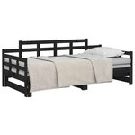 vidaXL Lit coulissant sans matelas noir 2x(90x200) cm