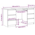 vidaXL Bureau noir 140x50x77 cm Bois d'ingénierie